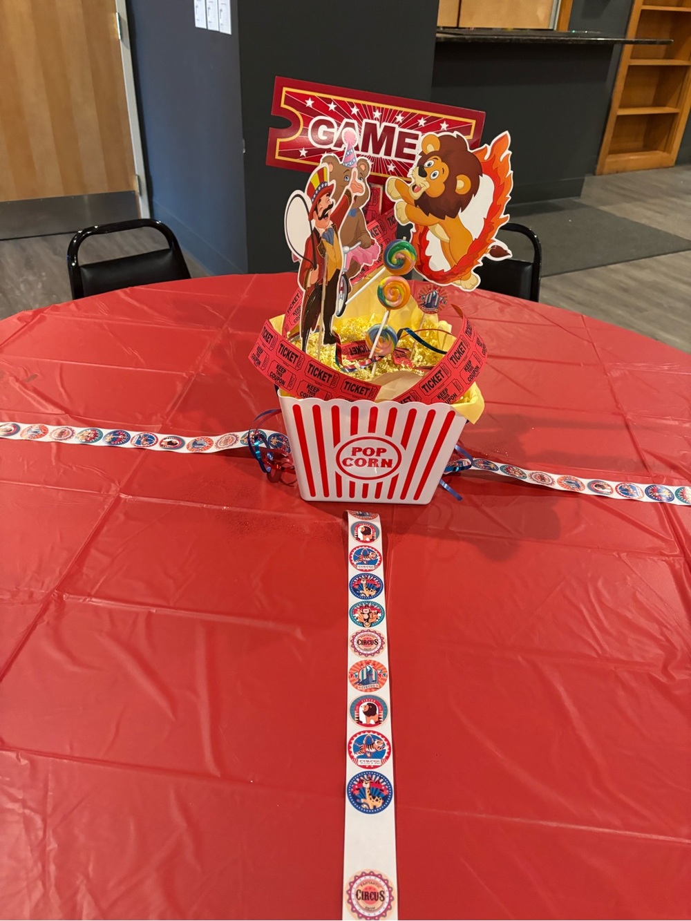 Popcorn Carnival Table Centerpiece - Red